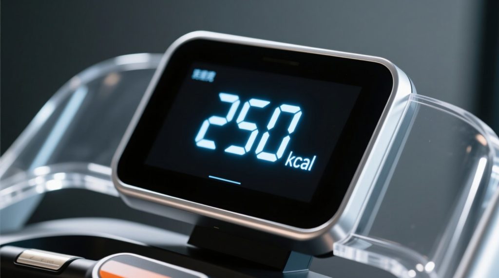 ランニングマシーンのカロリー表示パネルがアップになっている画像