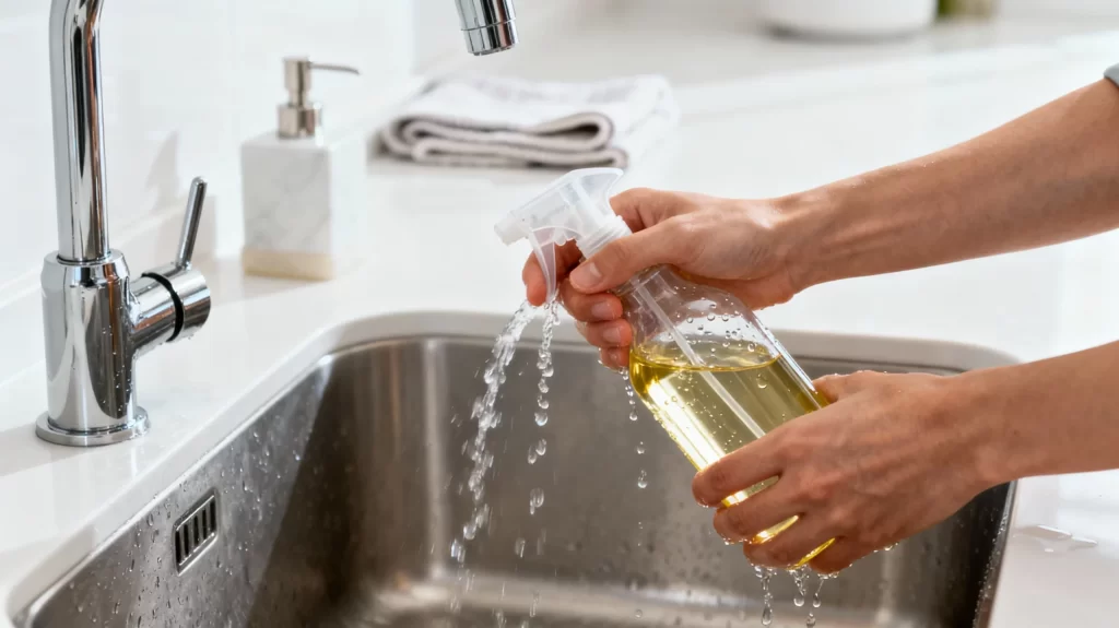 オイルスプレーを洗浄しているイメージ