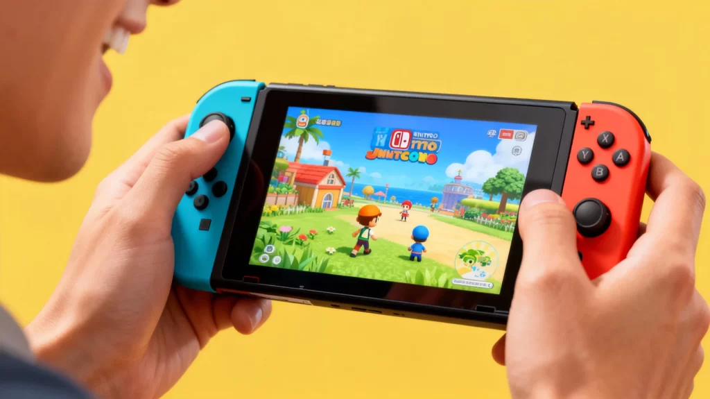 修理完了後のジョイコンでゲームプレイするイメージ