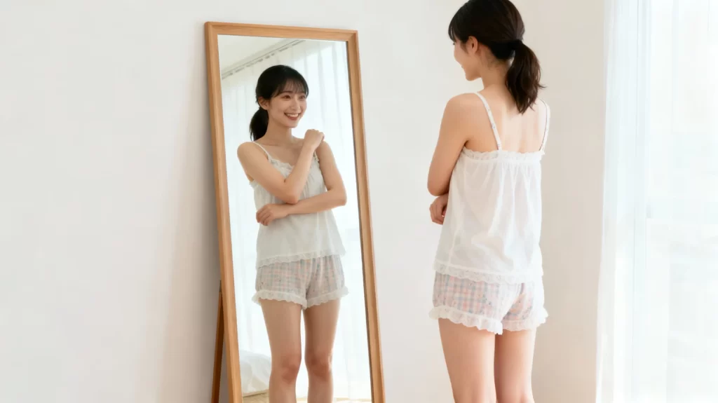 ツルスベ肌に満足している女性