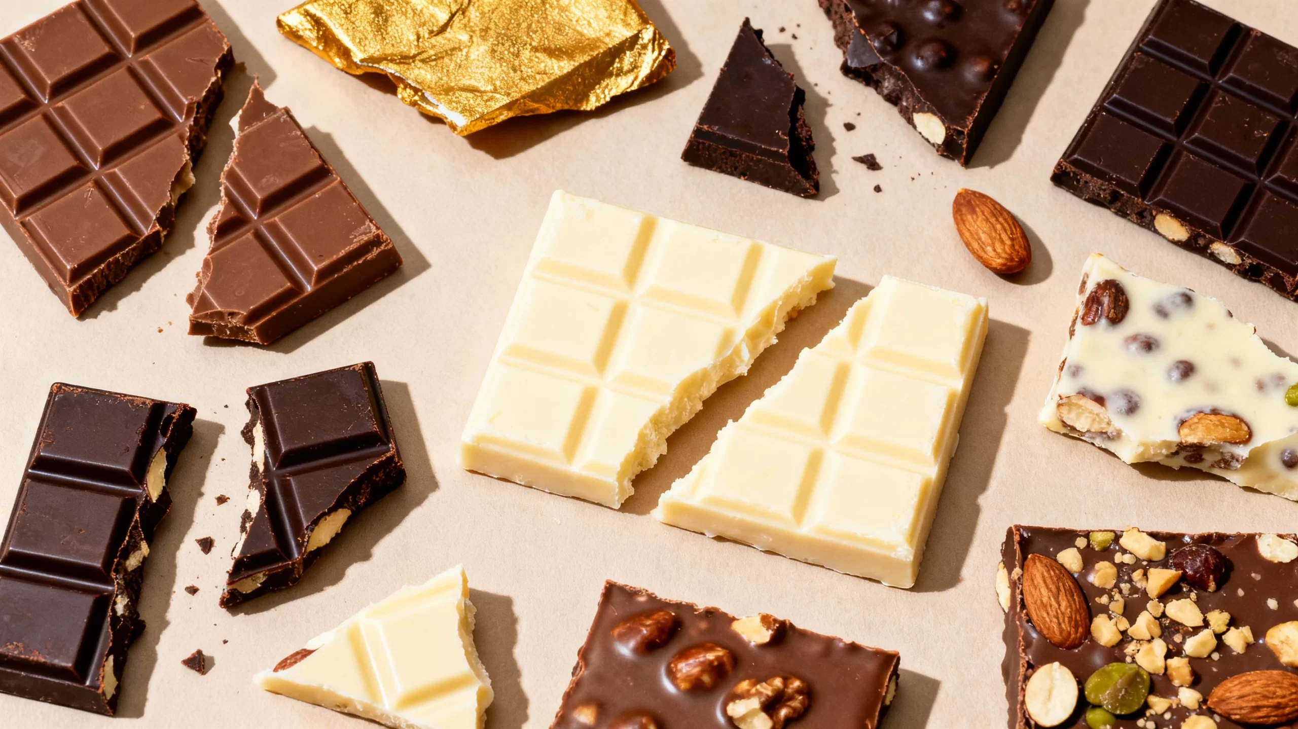 様々な種類の割れチョコレート