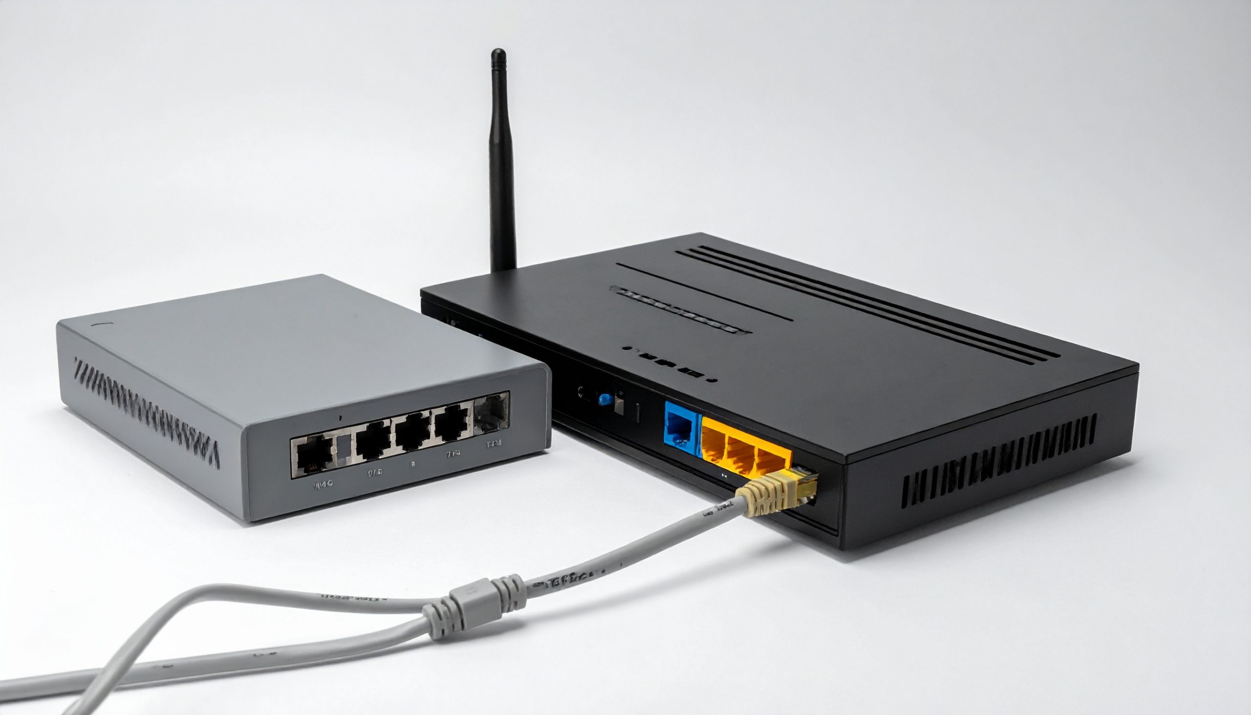 ルーターとスイッチングハブの比較イメージ