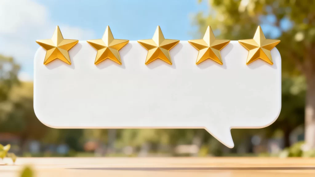 星5つの評価マークとレビューコメントのイメージ
