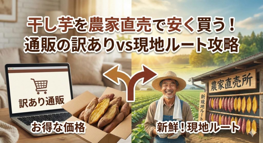 干し芋を通販か現地の農家直売で買うの分岐イメージ