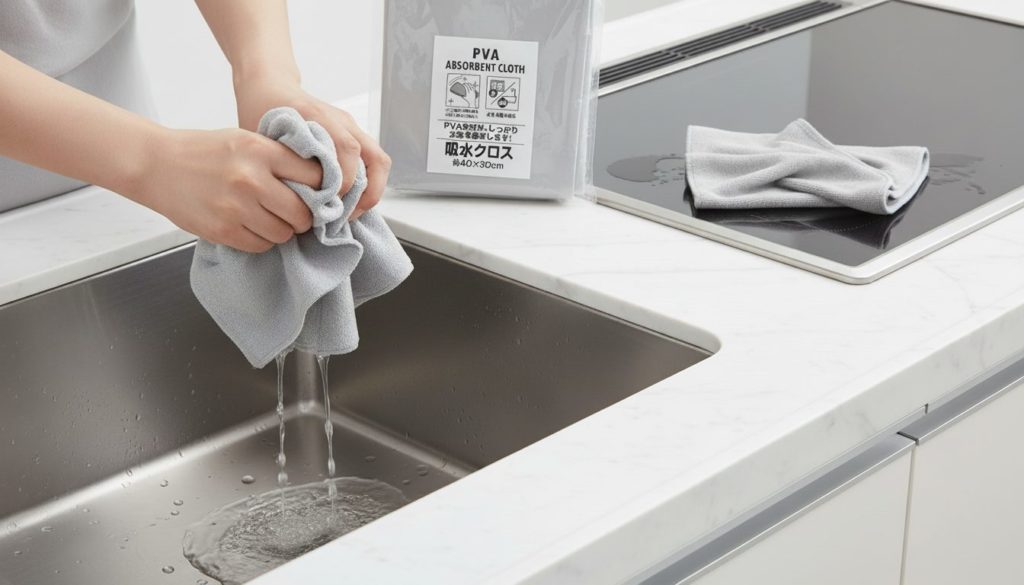 セリアの吸水クロス使用イメージ