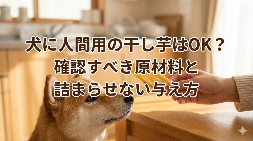 犬に人間用の干し芋を与えるイメージ画像