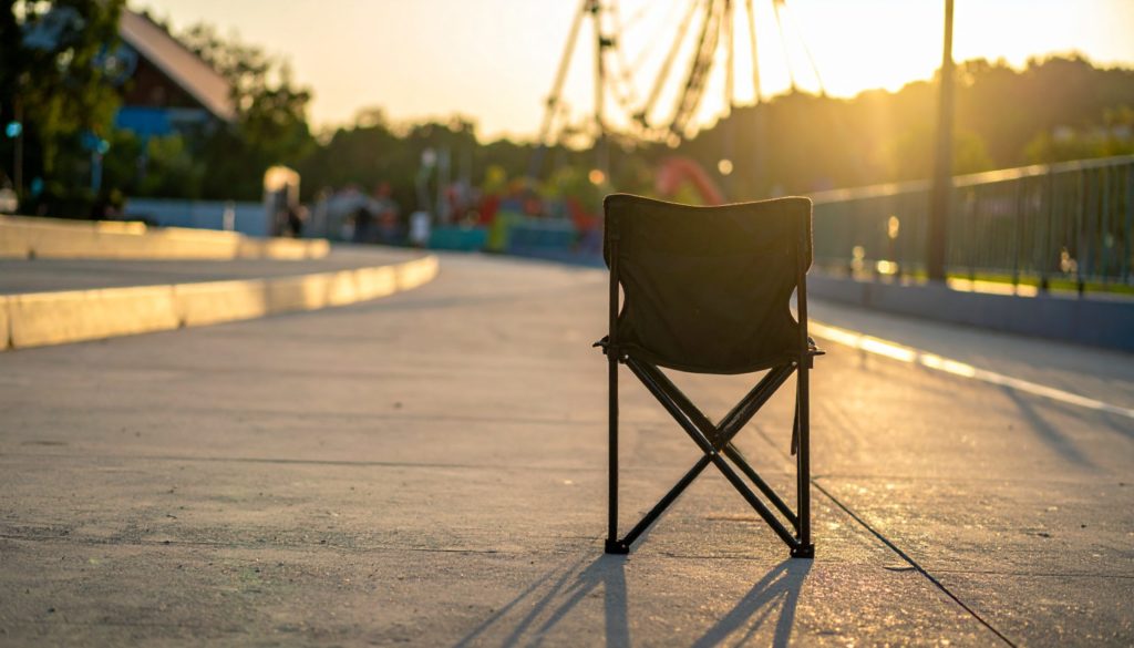 ディズニーなどのテーマパークで折りたたみ椅子を使うイメージ