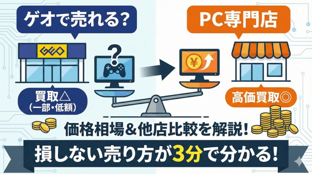 ゲーミングモニターの買取をゲオにしてもらうよりPC専門店に買取してもらう方が損をしない売り方のイメージ画像