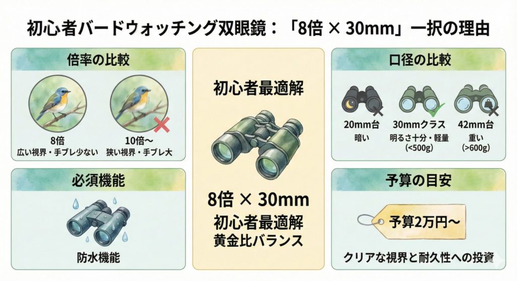 バードウォッチング初心者の双眼鏡に「8倍×30mm」がおすすめな理由