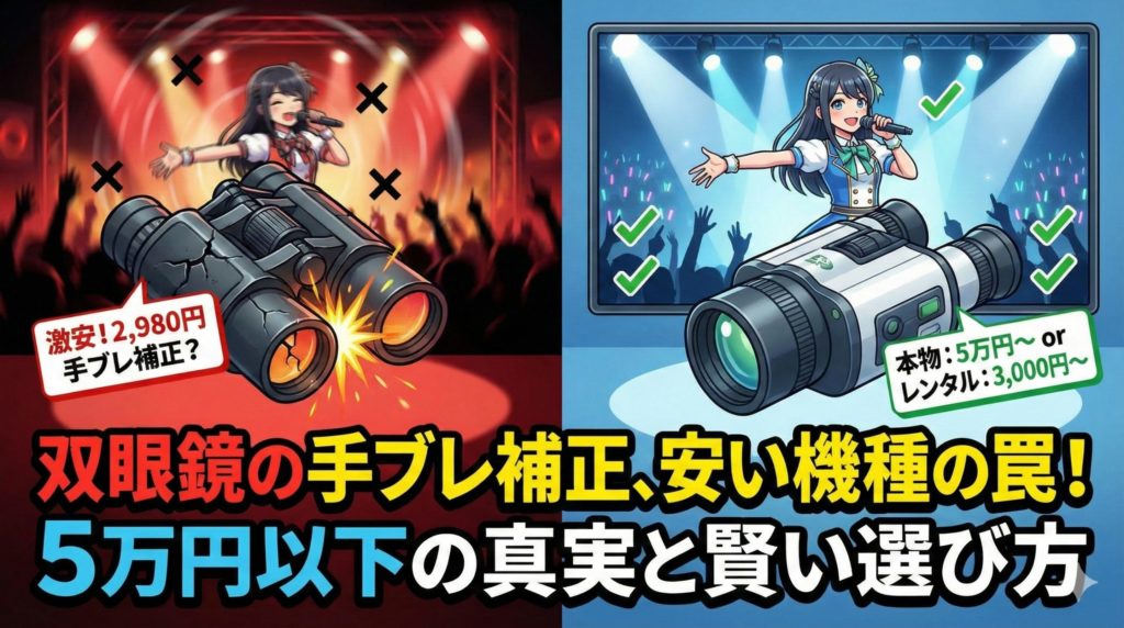 双眼鏡の手振れ補正、安い機種だと損をするかもしれないというイメージ