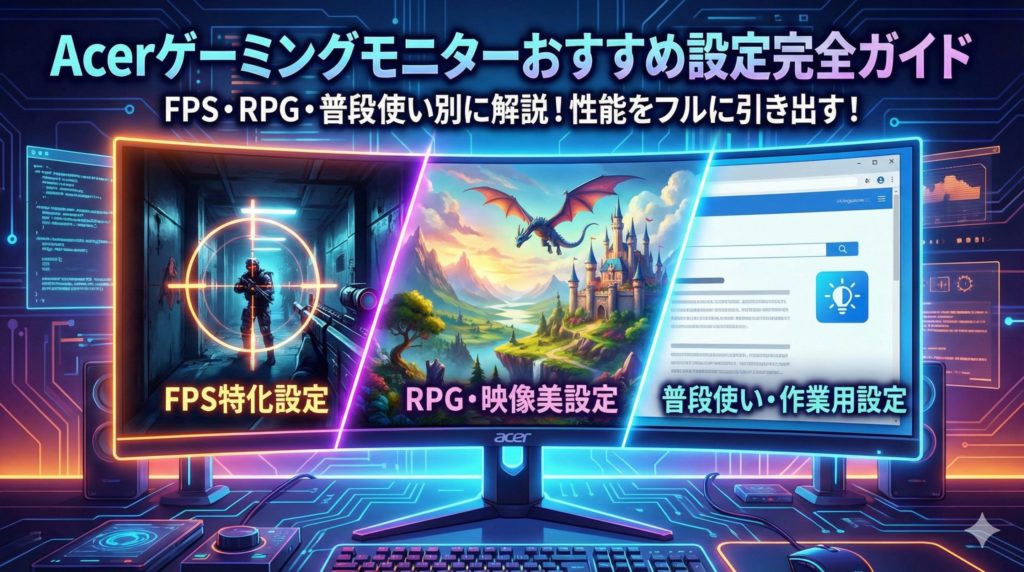 Acerのゲーミングモニターおすすめ設定についてのイメージ画像