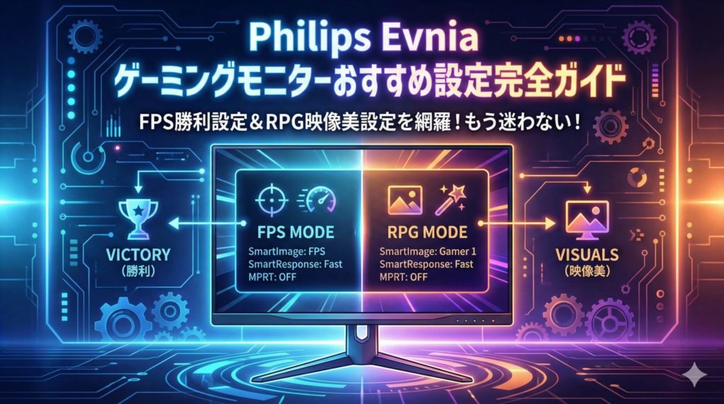 Philips製ゲーミングモニターEvniaのおすすめ設定のイメージ画像