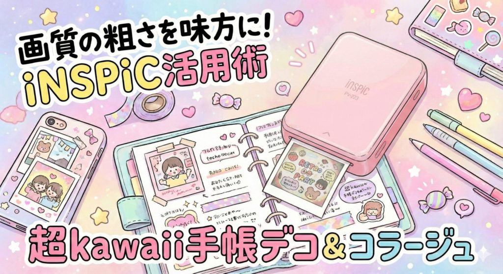 iNSPiC PV-223の手帳デコやコラージュで画質の粗さを活かすイメージイラスト