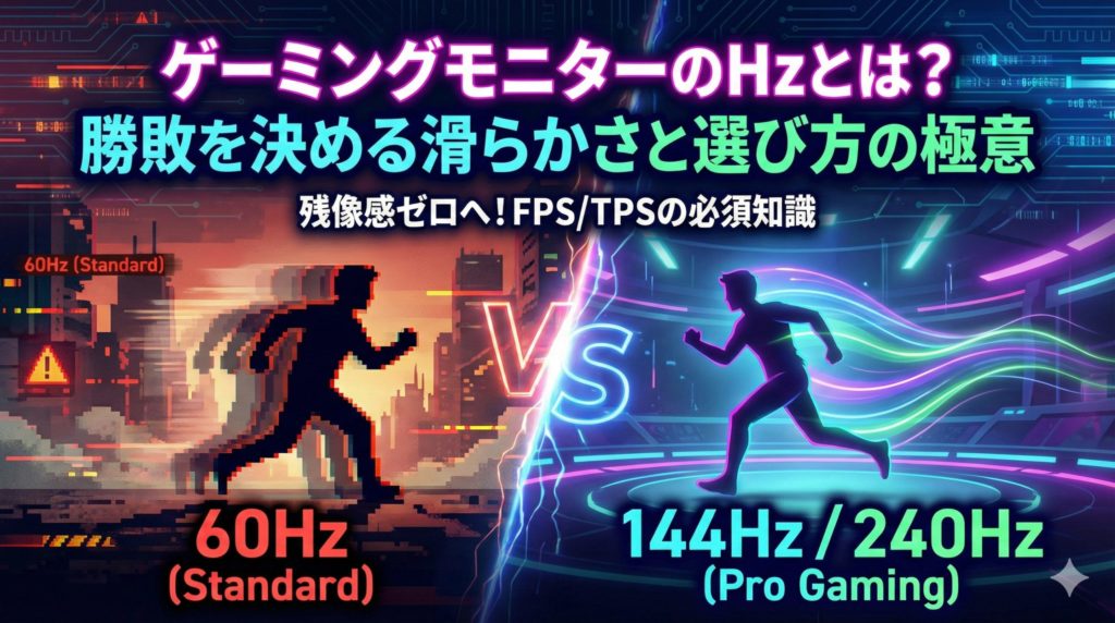 ゲーミングモニターのHzとは？60Hzと144Hz/240Hzを比較したイメージ画像