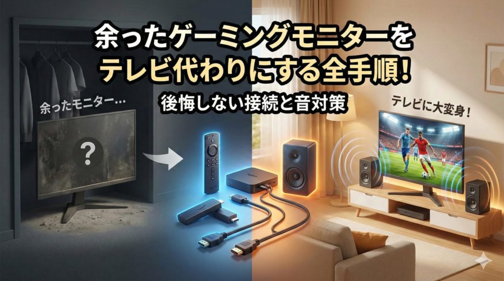 ゲーミングモニターをテレビ代わりにするイメージ画像