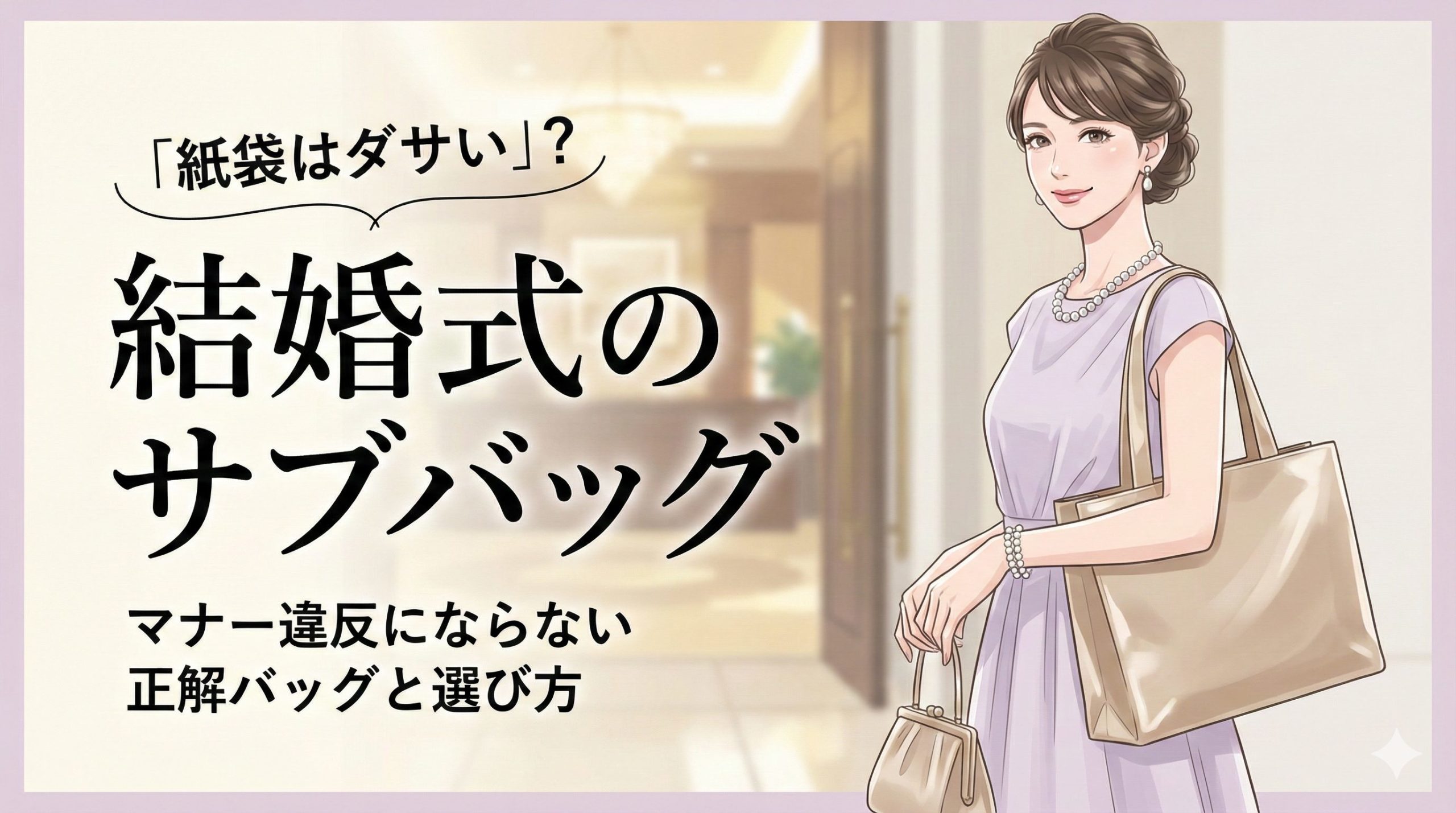 結婚式のサブバッグに紙袋を使わず正解なバッグで出席しているイメージ