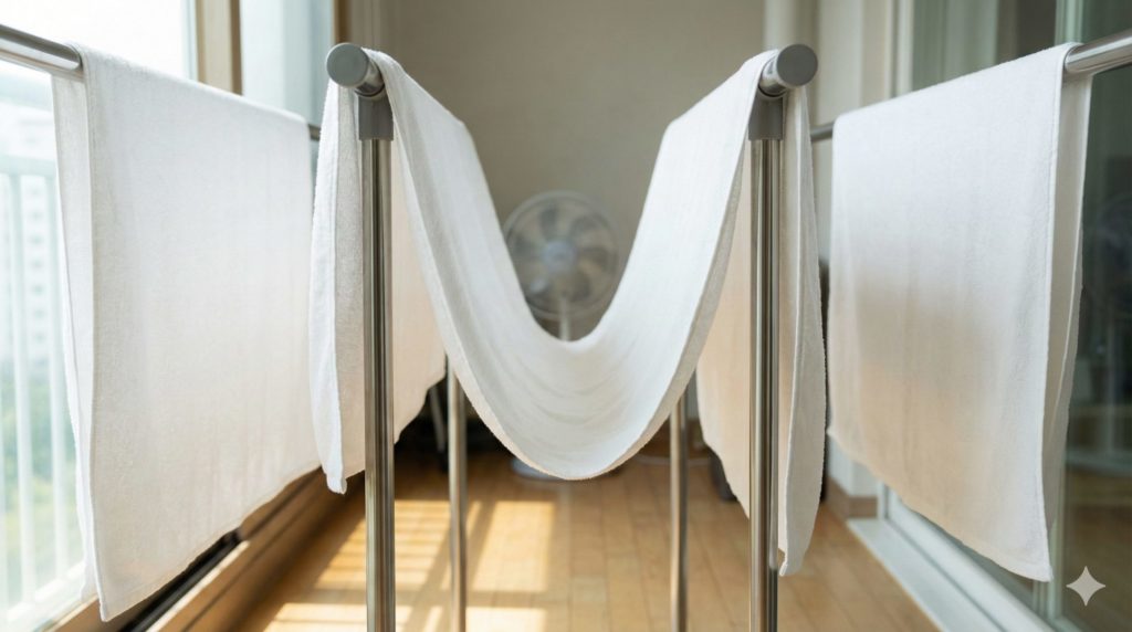 バスタオルのM字干しイメージ