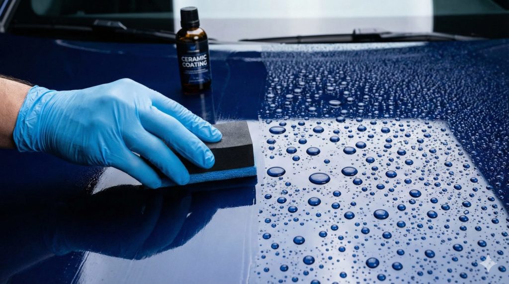 コーティング剤を使って保護膜を張り直すイメージ