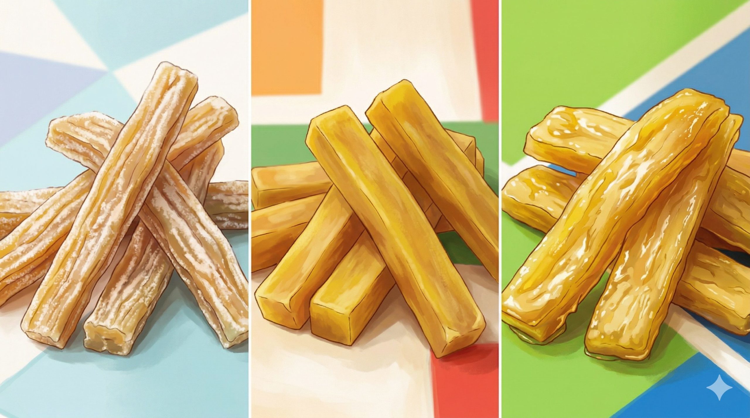 コンビニ干し芋各社3種を並べたイラスト