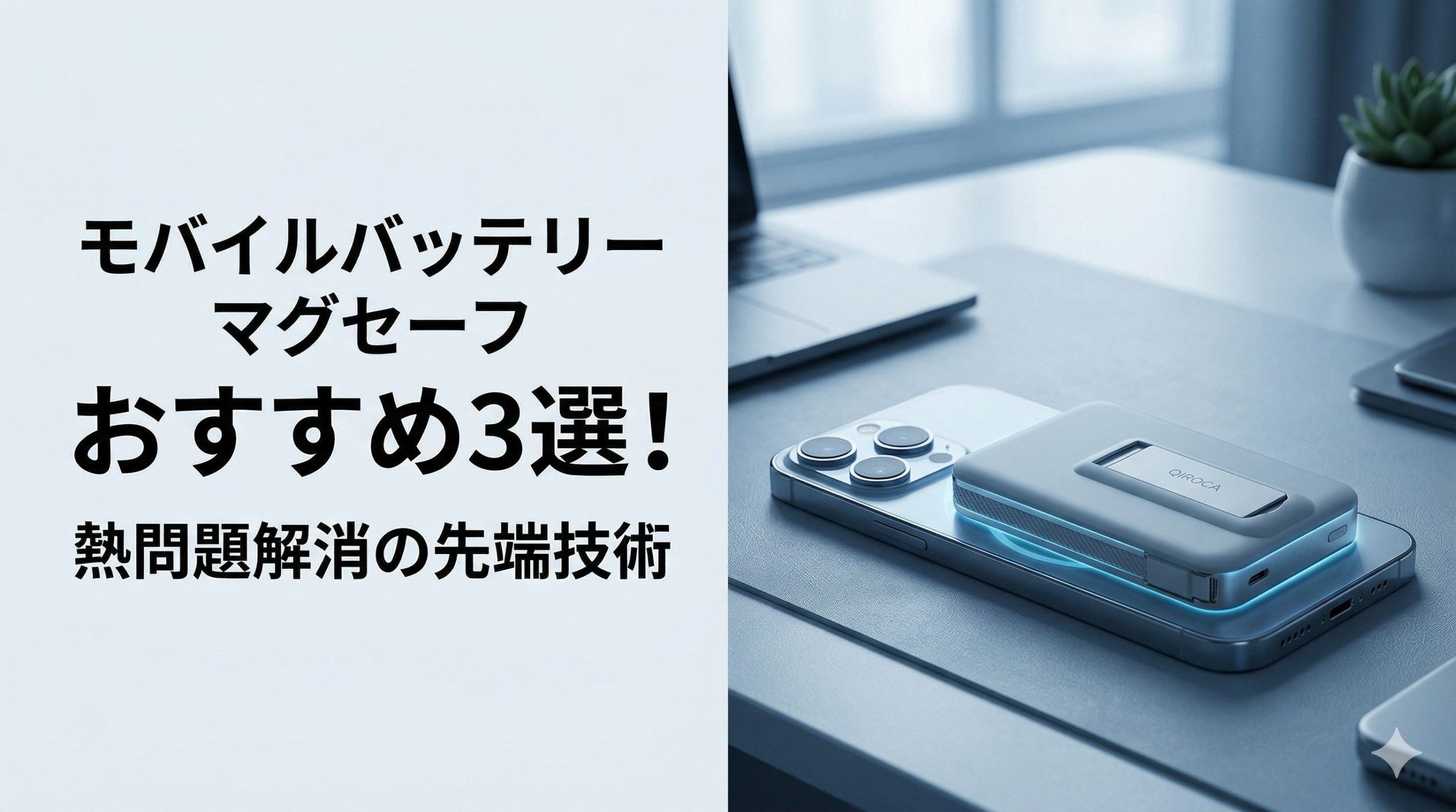 マグセーフのモバイルバッテリーを使用しているイメージ